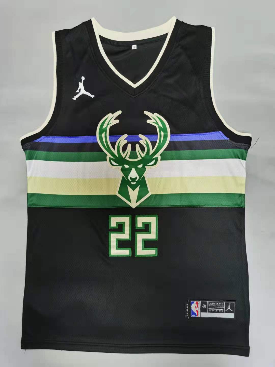 Men Milwaukee Bucks #22 Middleton Black 2021 Game NBA Jersey